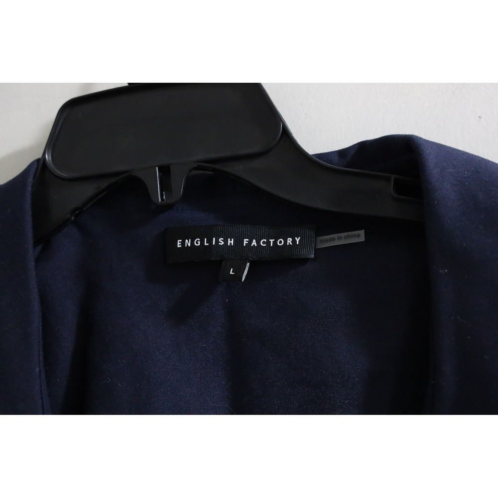 English Factory Navy Scallop Collar Button-Front Mini Dress - Picture 3 of 5